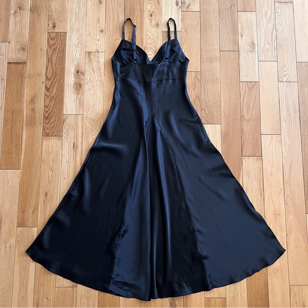 Vintage Victoria's Secret Black Satin A-Line Maxi Dress Side Slit Size Small - Picture 6 of 7